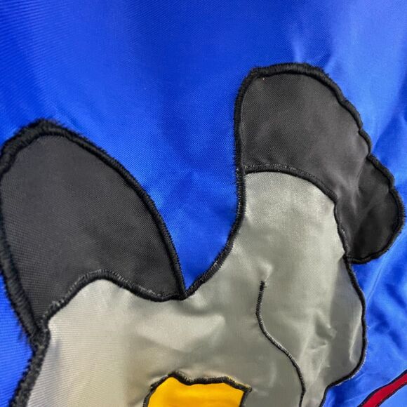 Vintage custom LG outdoor flag hand stitch blue child sledding theme 35" x 53" - Picture 9 of 15